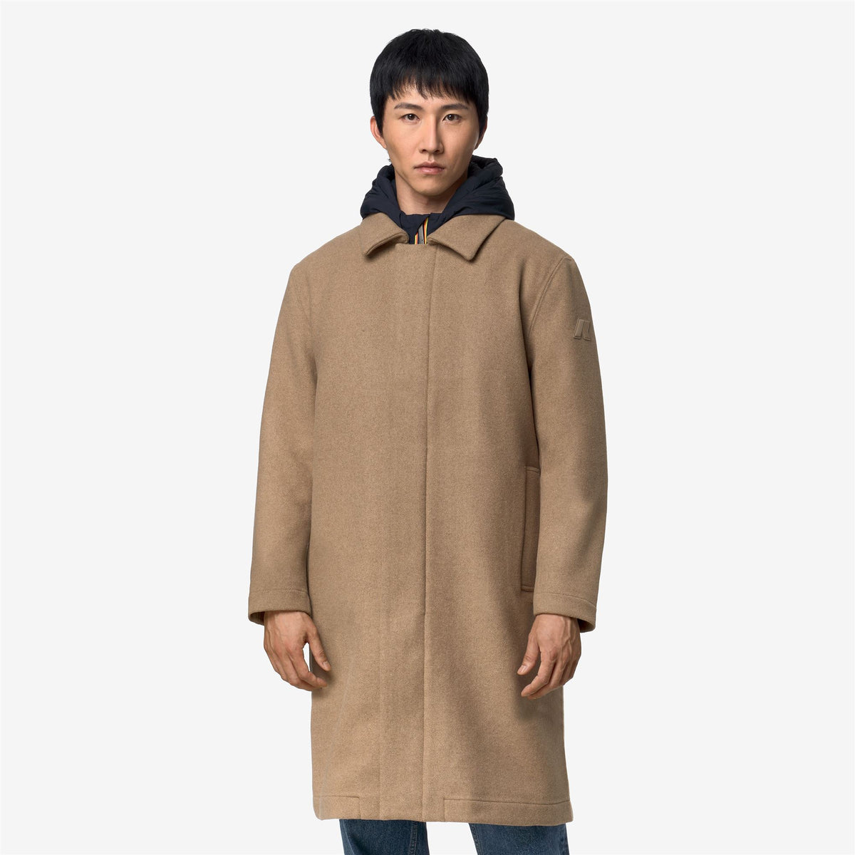Jackets_Man_POIROL WOOL NYLON_3/4 Length_Beige Khaki - Blue Depth - Commercial 4