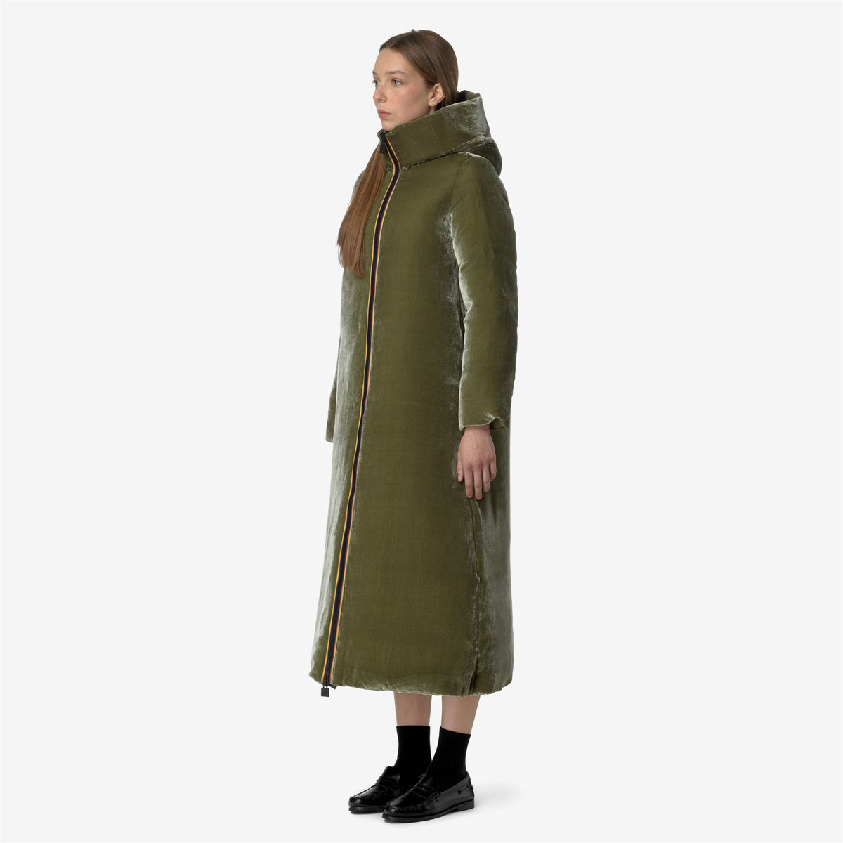 Jackets_WOMAN_ORLEN VELVET THERMO DOUBLE_Long_Green Winter - Commercial 5
