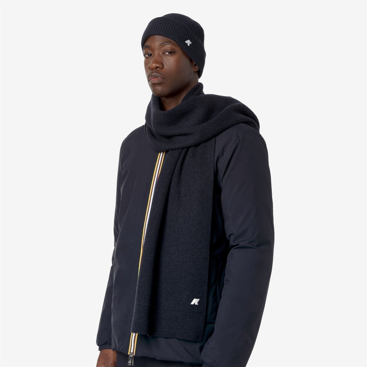 ETIENNE CARDIGAN STITCH WOOL - Scarves - SCARF - UNISEX - Blue Depth Melange