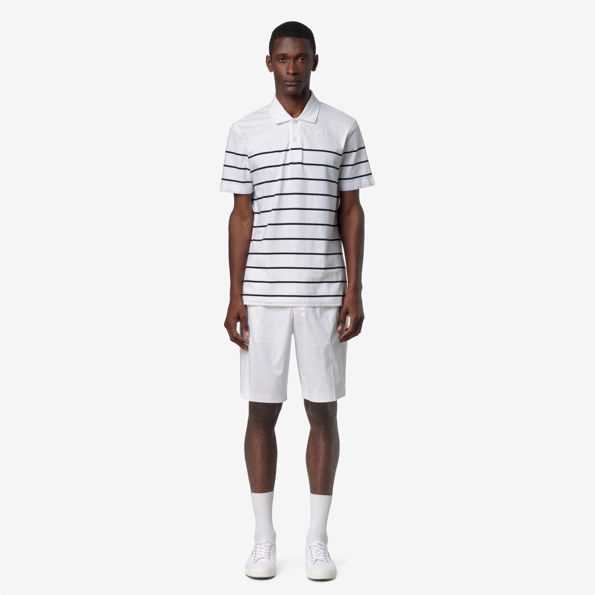 Polo Shirts_Man_LAYO-FRENCH JERSEY YARN DYED_Polo_White - Blue Depth - Commercial 4
