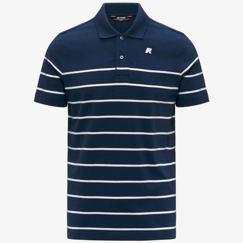 Polo Shirts_Man_LAYO-FRENCH JERSEY YARN DYED_Polo_Blue Insignia - White - Commercial 1