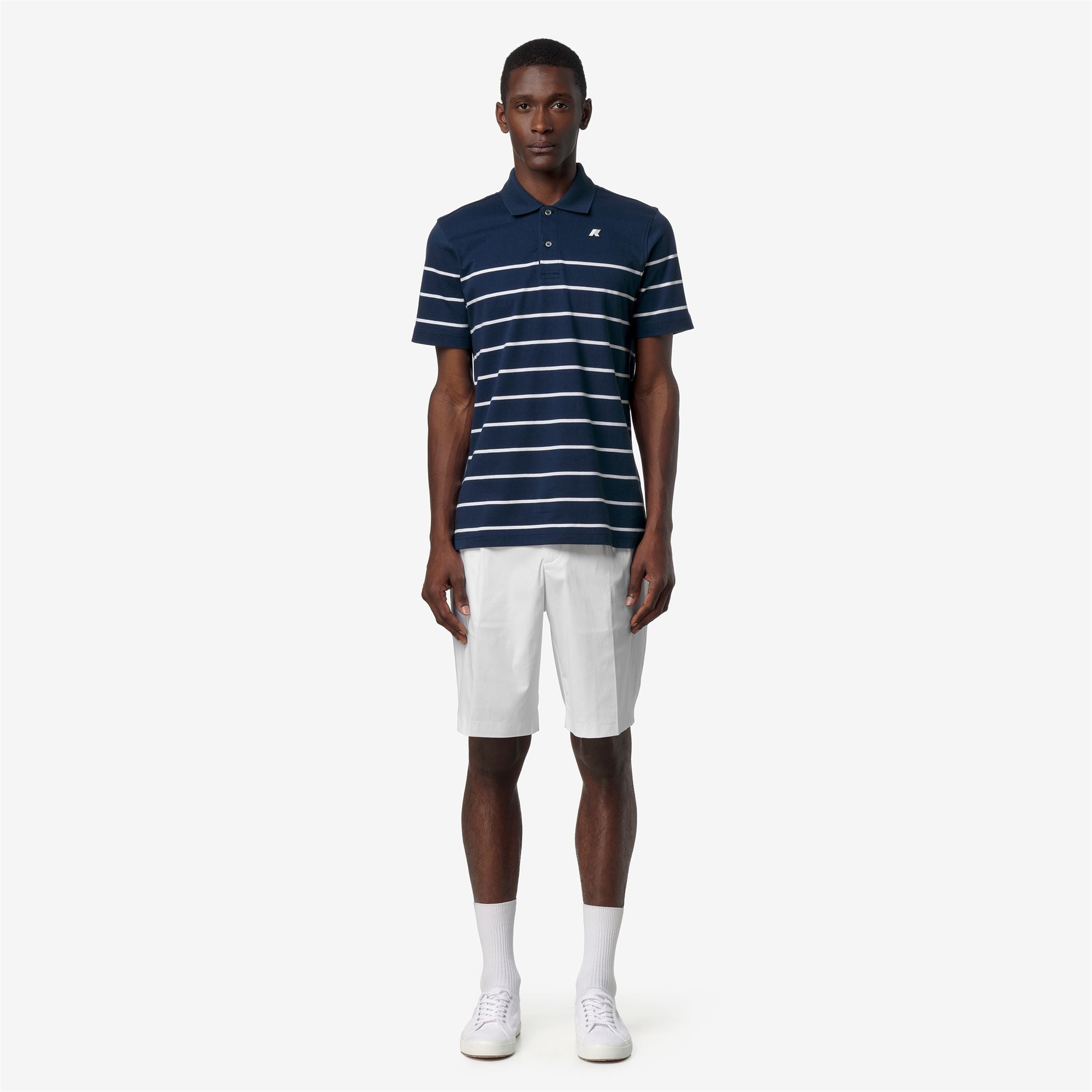 Polo Shirts_Man_LAYO-FRENCH JERSEY YARN DYED_Polo_Blue Insignia - White - Commercial 4