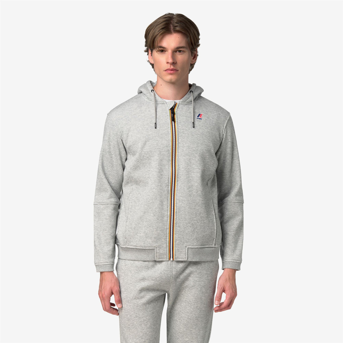 Fleece_UNISEX_PROSPER BRUSHED PC_Hoodie Full Zip_GREY MID MEL - Commercial 4