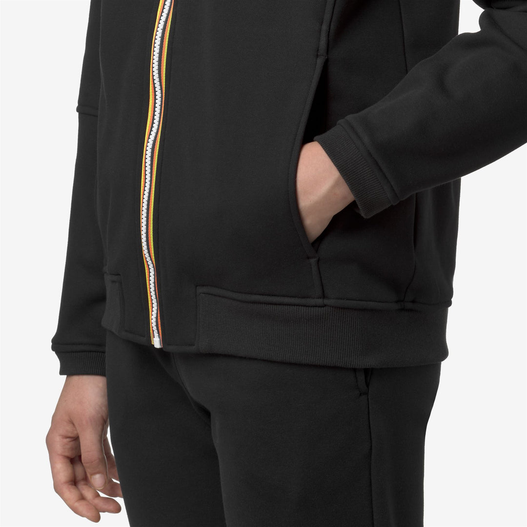 Fleece_UNISEX_PROSPER BRUSHED PC_Hoodie Full Zip_Black Pure - DetailDouble