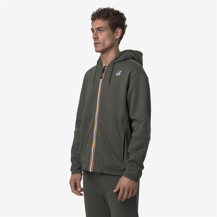 Fleece_UNISEX_PROSPER BRUSHED PC_Hoodie Full Zip_GREEN BLACKISH - Detail