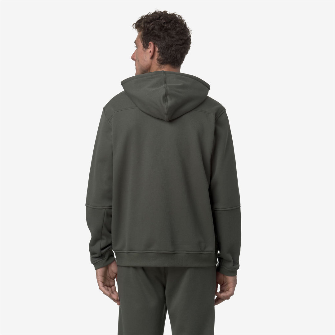 Fleece_UNISEX_PROSPER BRUSHED PC_Hoodie Full Zip_GREEN BLACKISH - DressedFrontDouble
