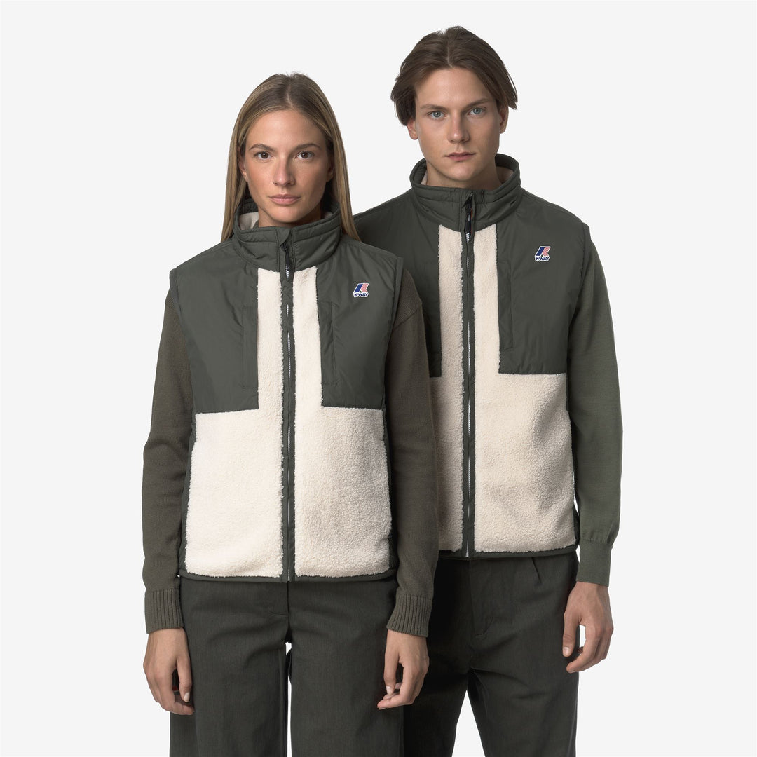 Fleece_UNISEX_VITAL 4.0 ORSETTO_Vest_GREEN BLACKISH--Ecru - DetailDouble