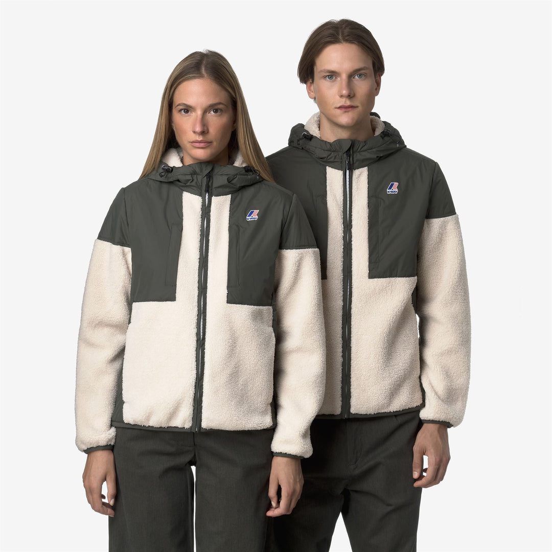 SAMSON 4.0 ORSETTO - Fleece - Hoodie Full Zip - UNISEX - GREEN BLACKISH--Ecru