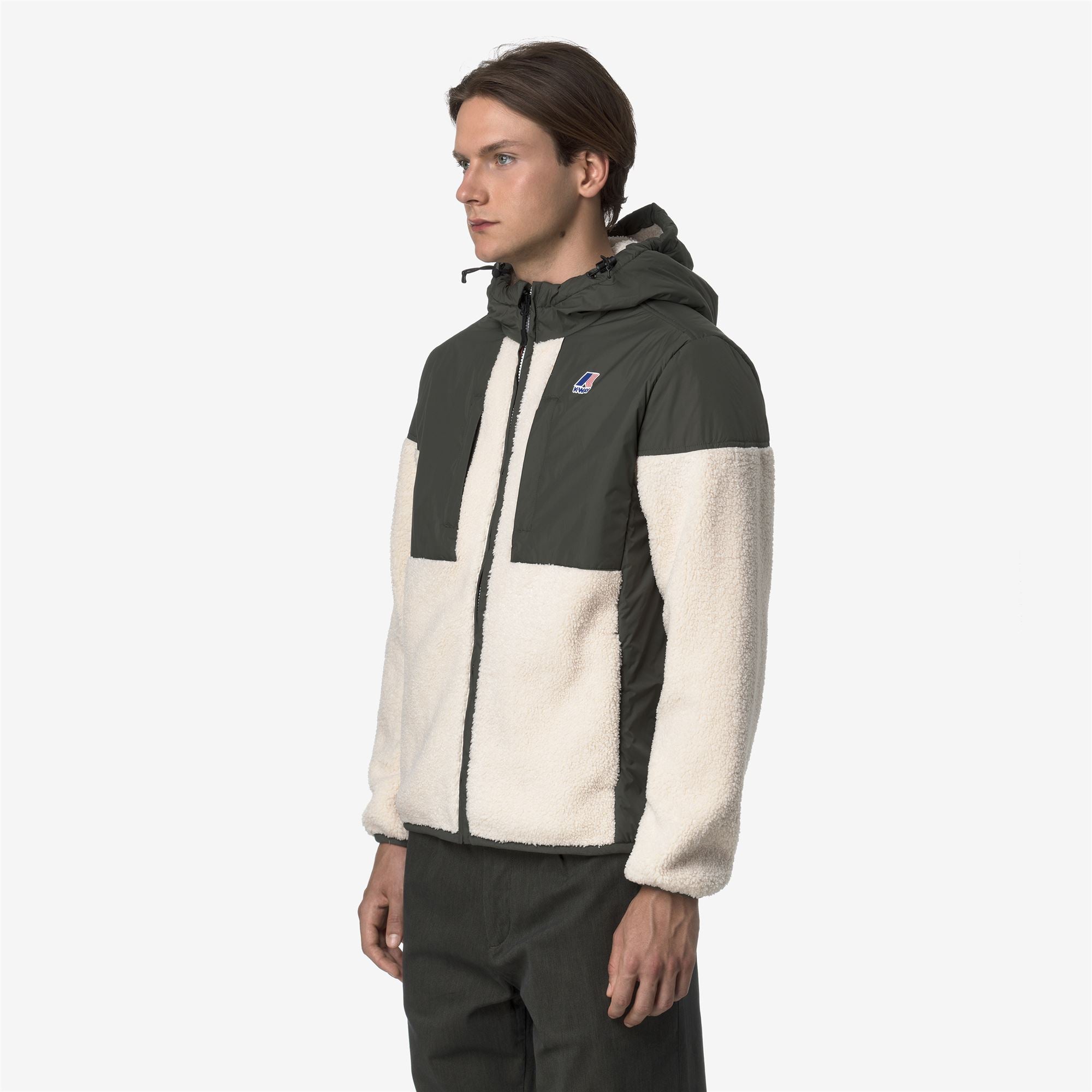 Fleece_UNISEX_SAMSON 4.0 ORSETTO_Hoodie Full Zip_GREEN BLACKISH--Ecru - Commercial 5
