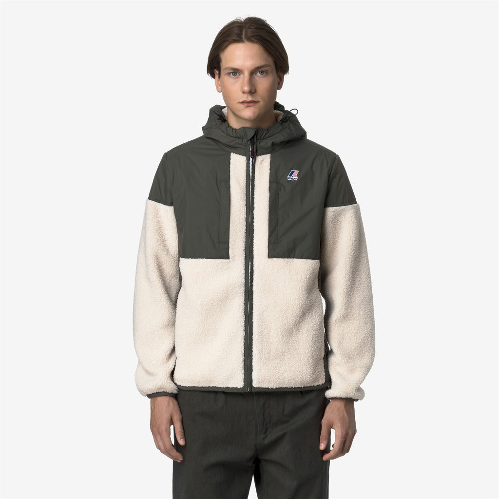 Fleece_UNISEX_SAMSON 4.0 ORSETTO_Hoodie Full Zip_GREEN BLACKISH--Ecru - Commercial 2