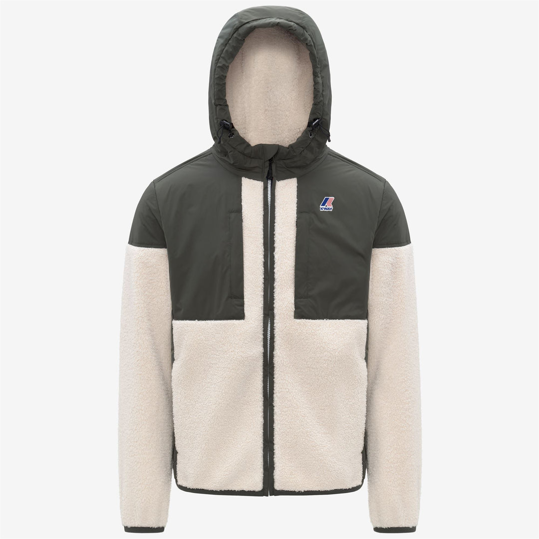 Fleece_UNISEX_SAMSON 4.0 ORSETTO_Hoodie Full Zip_GREEN BLACKISH--Ecru - Photo