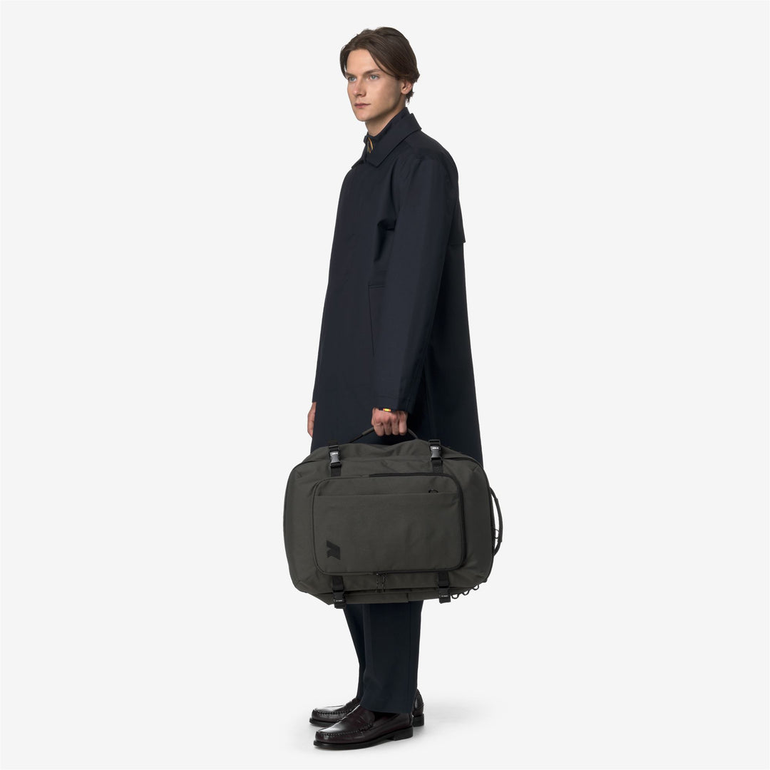 Bags_UNISEX_SALOME_Backpack_GREEN BLACKISH - DressedFrontDouble