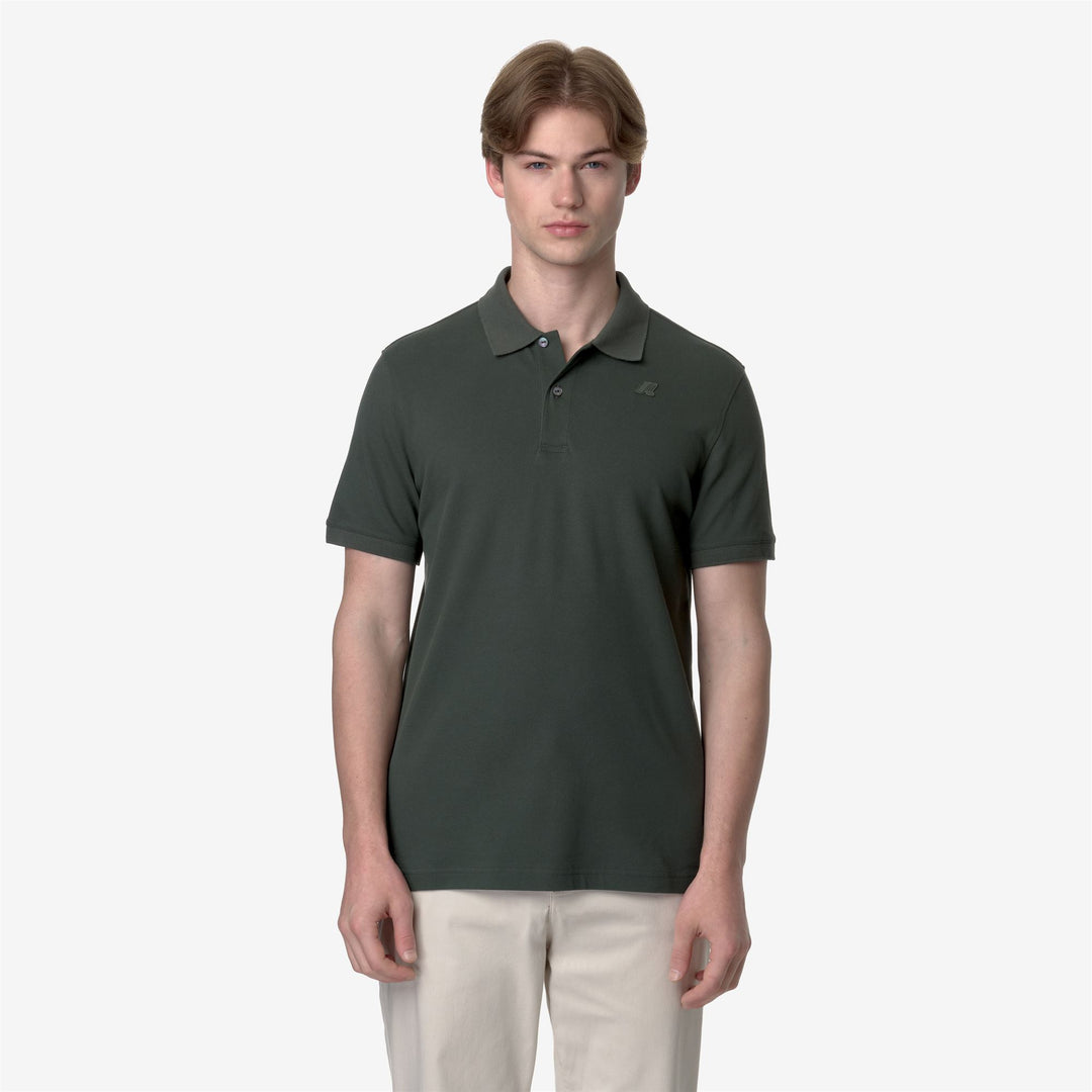 Polo Shirts_MAN_AMEDEE PIQUE_Polo_GREEN BLACKISH - DressedBack