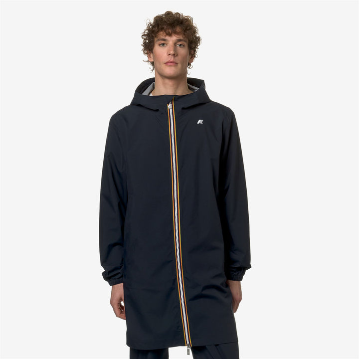 Jackets_MAN_THOMAS STRETCH DOT_3/4 Length_Blue Depth - DressedBack