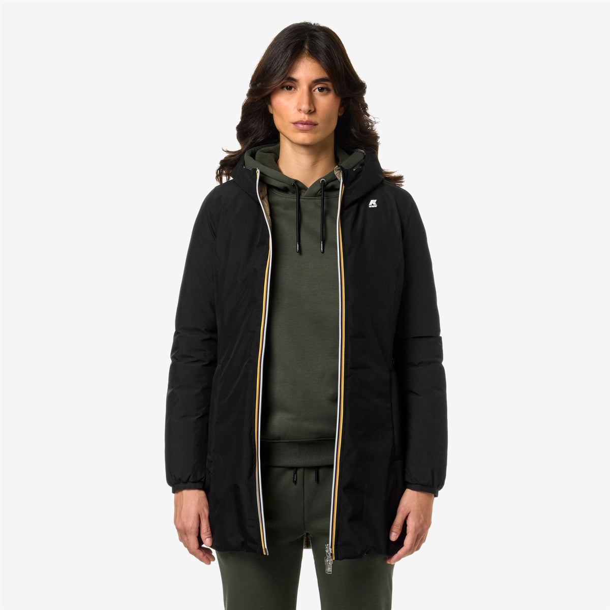 Jackets_Woman_DENISE ST THERMO DOUBLE_3/4 Length_Black P-Beige T - Commercial 4