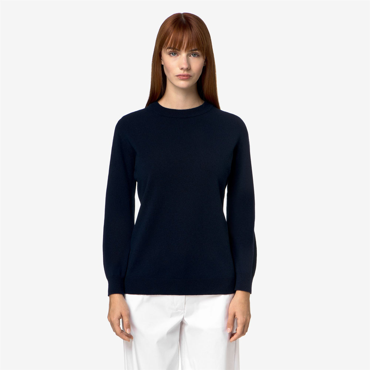 Knitwear_Woman_ATIBA PLAIN MIX MERINO_Pull Over_Blue Evening - Commercial 4
