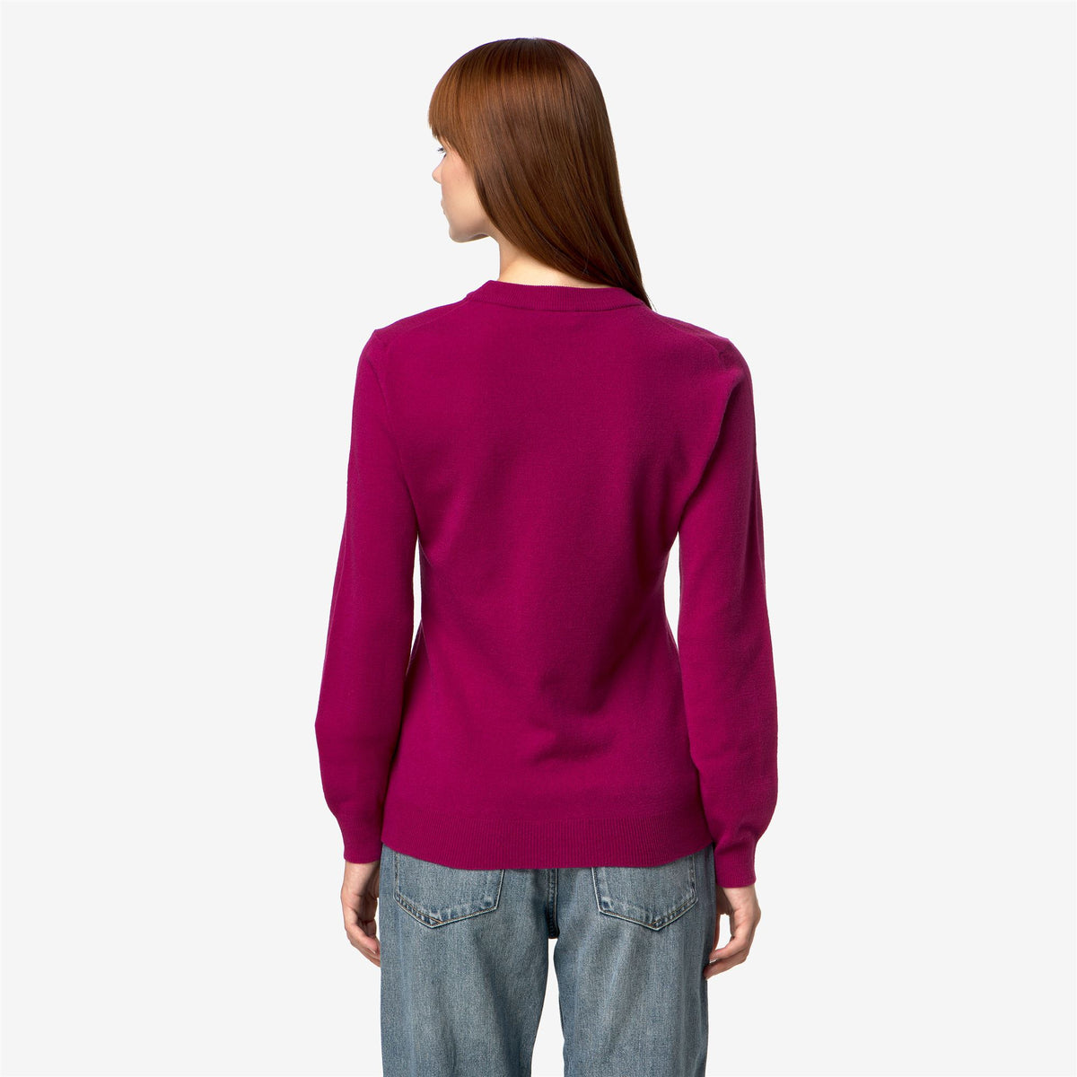 Knitwear_Woman_ATIBA PLAIN MIX MERINO_Pull Over_Fuchsia Purple - Commercial 6