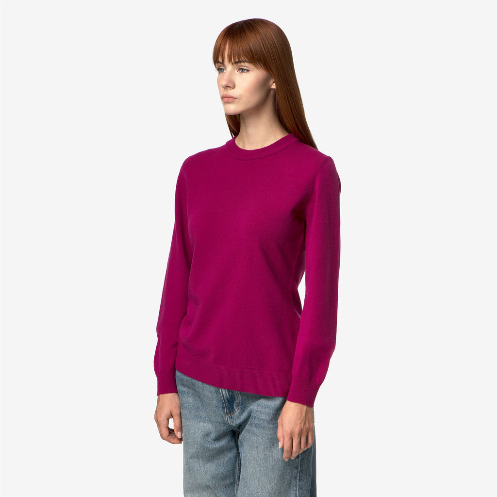 Knitwear_Woman_ATIBA PLAIN MIX MERINO_Pull Over_Fuchsia Purple - Commercial 5
