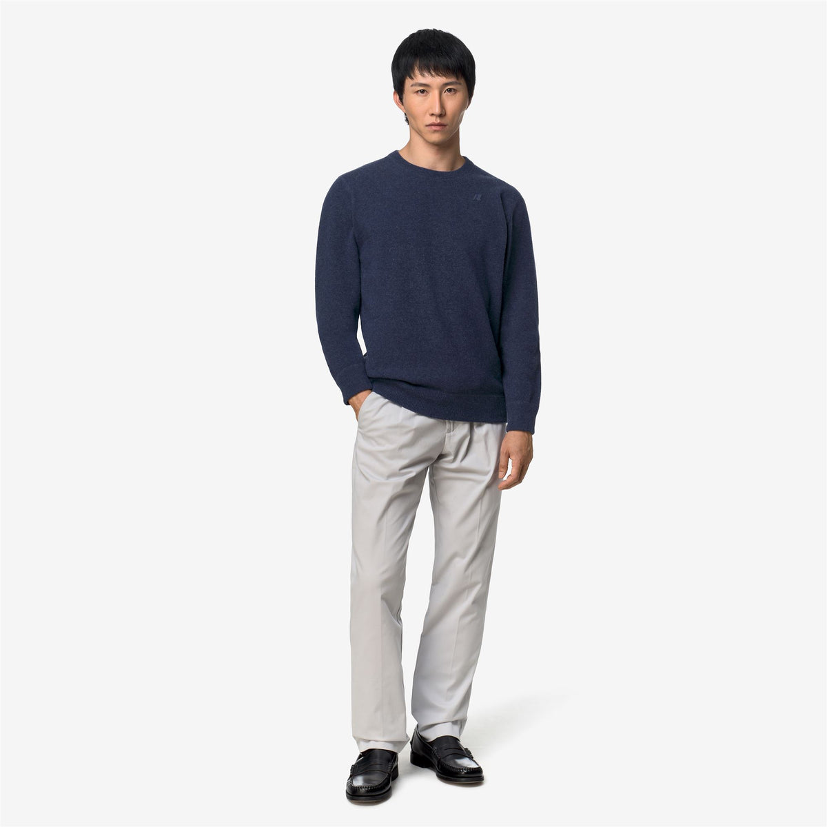 Knitwear_Man_SEBASTIEN FLEECE STITCH_Pull Over_Blue Dusty - Commercial 7