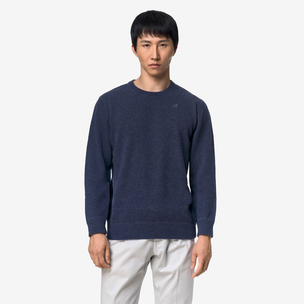 Knitwear_Man_SEBASTIEN FLEECE STITCH_Pull Over_Blue Dusty - Commercial 4