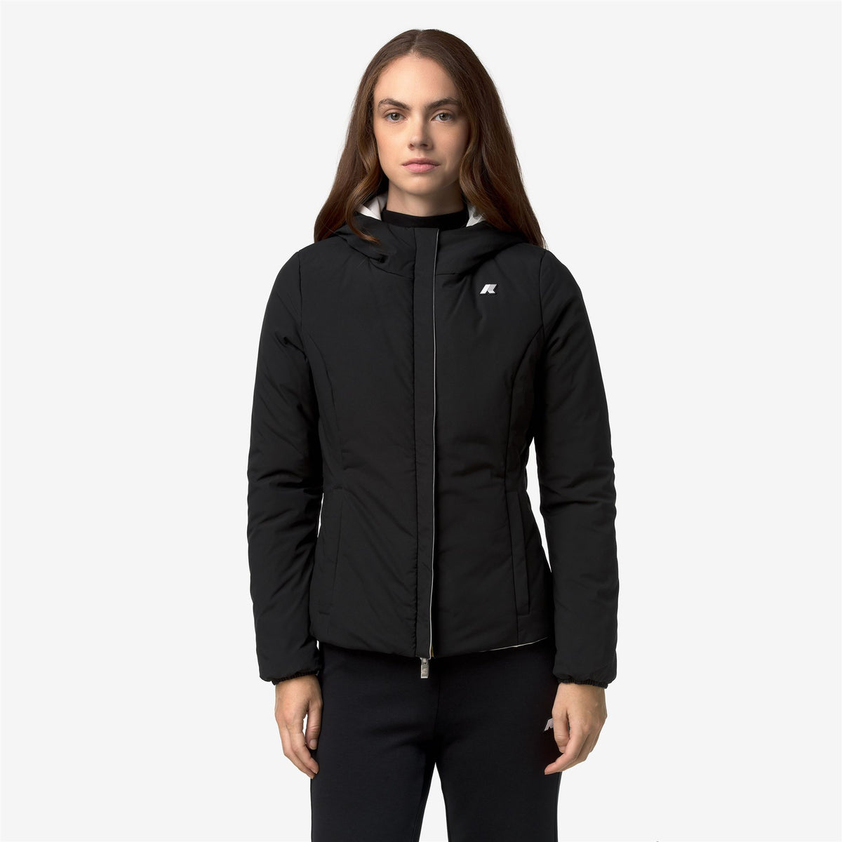 Jackets_Woman_LILY ST WARM DOUBLE_Short_White Natural - Black Pure - Commercial 3
