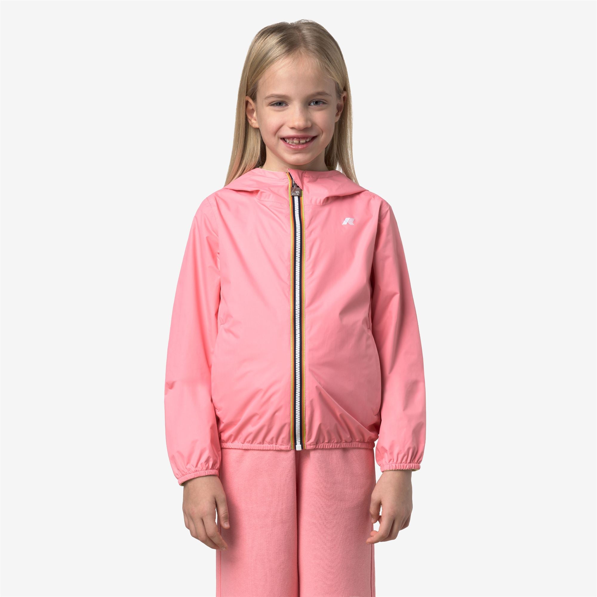 Jackets_Girl_P. LILY PLUS.2 DOUBLE_Short_Pink Geranium - Yellow Lime - Commercial 4