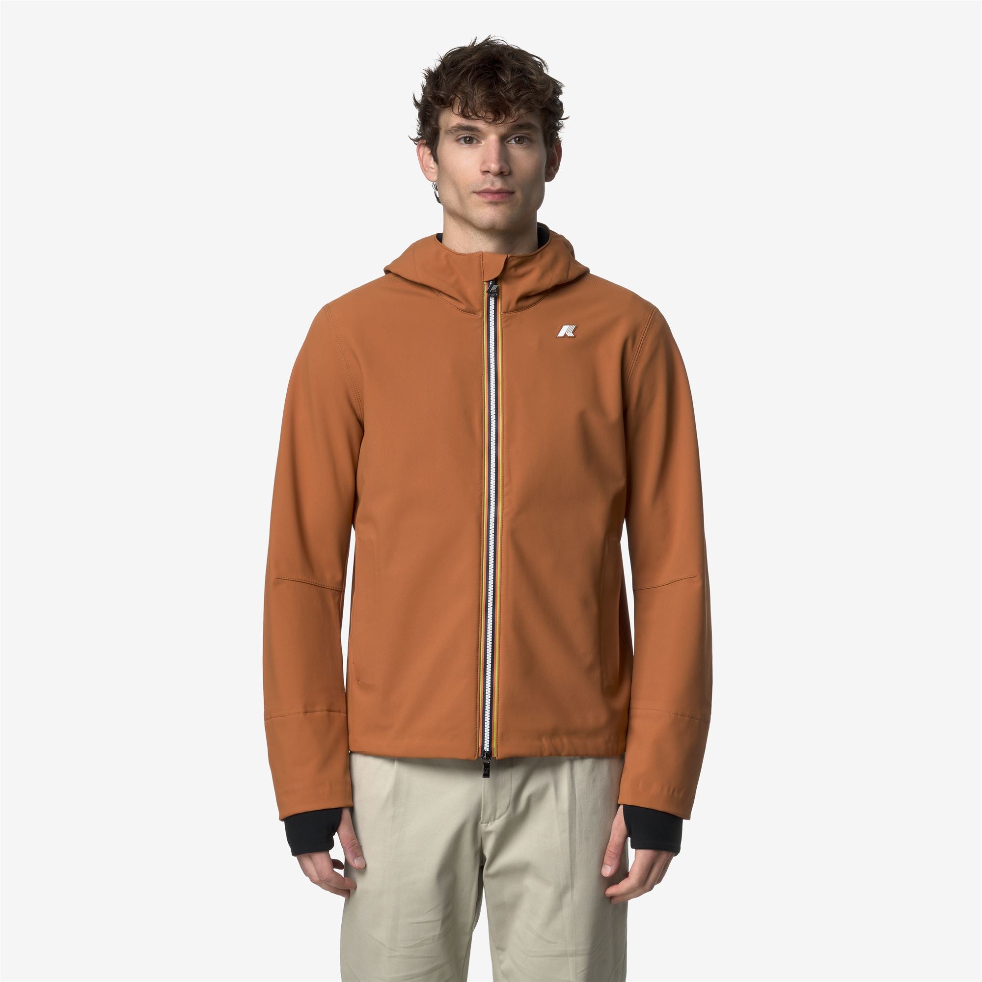 Jackets_MAN_JACKO BONDED_Short_Orange Adobe - Blue Depth - Commercial 4