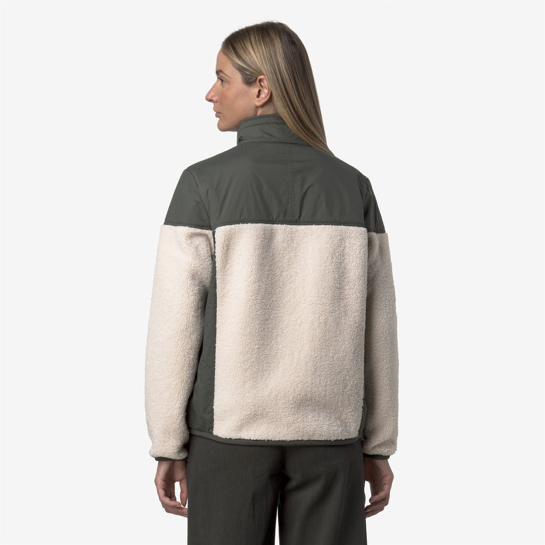 Fleece_UNISEX_SIXTE 4.0 ORSETTO_Jacket_GREEN BLACKISH--Ecru - DressedFrontDouble