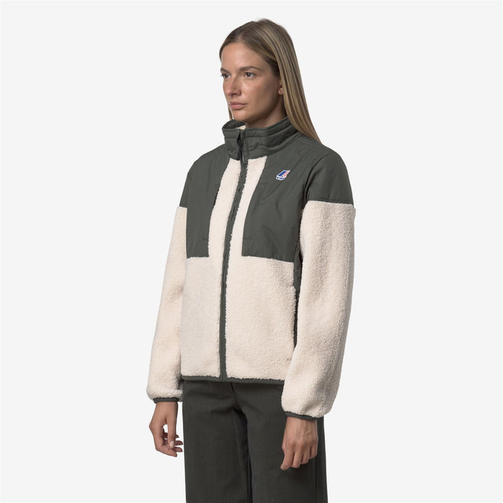 Fleece_UNISEX_SIXTE 4.0 ORSETTO_Jacket_GREEN BLACKISH--Ecru - Detail