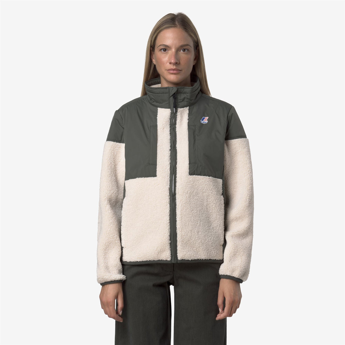 Fleece_UNISEX_SIXTE 4.0 ORSETTO_Jacket_GREEN BLACKISH--Ecru - Commercial 4
