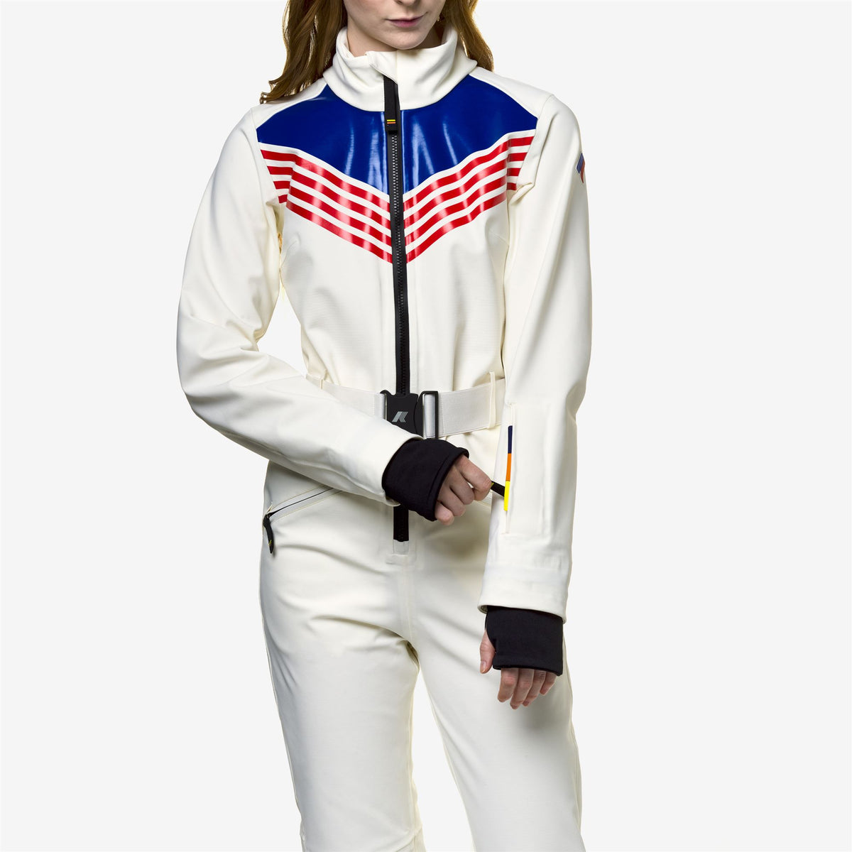 Sport Suits_WOMAN_LECHERE ICONIC LOGO_Coverall Suit_White G-Red-Blue R - Commercial 7
