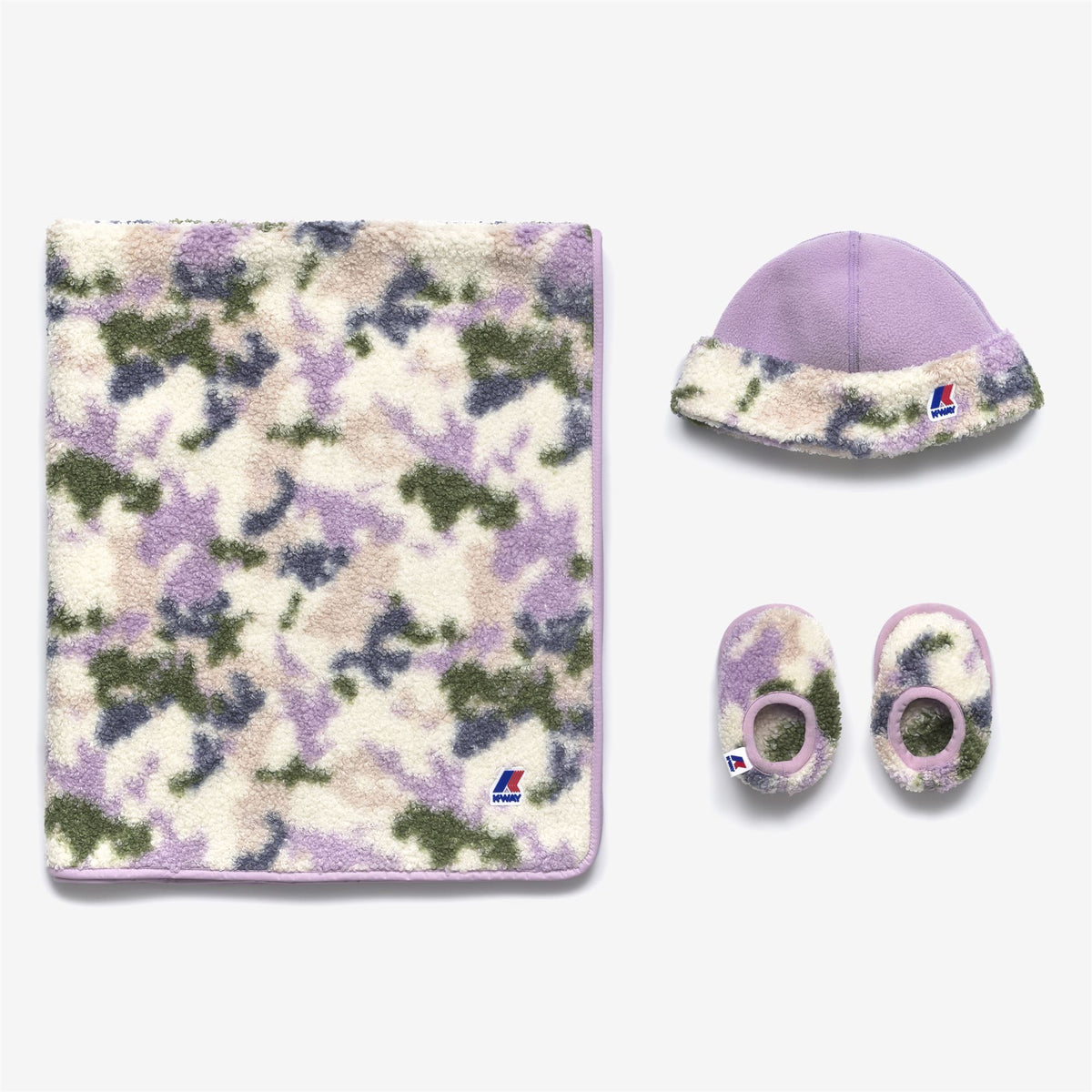 Sets_KID UNISEX_E. GIFT SET POLAR GRAPHIC_Blanket / Hat / Shoes_VIOLET L - CAMO GIRL PINK - Commercial 1