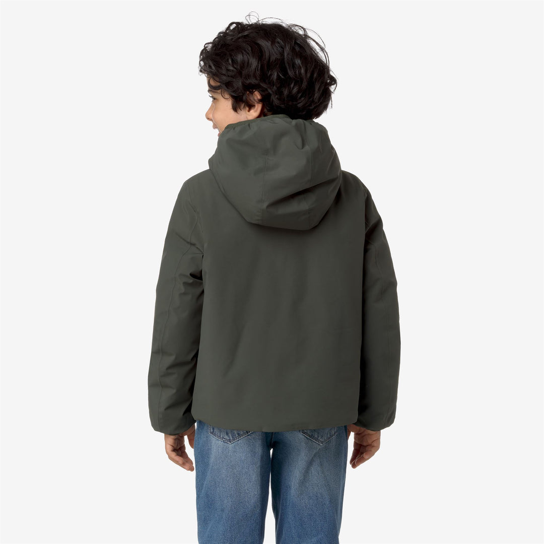 Jackets_BOY_P. JACK ST WARM DOUBLE_Short_GREEN BLACKISH  - Black Pure - DressedFrontDouble