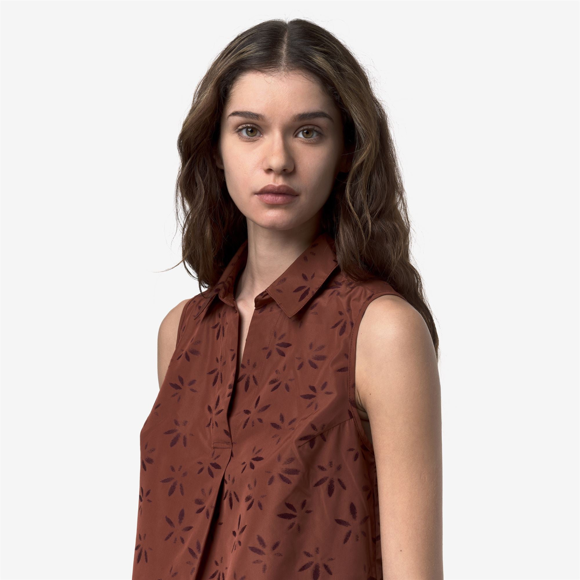 Shirts_Woman_ANTY EMBY JACQUARD_Top_BROWN - VIOLET JACQUARD - Brown Reddish - Violet Burnished - Commercial 7
