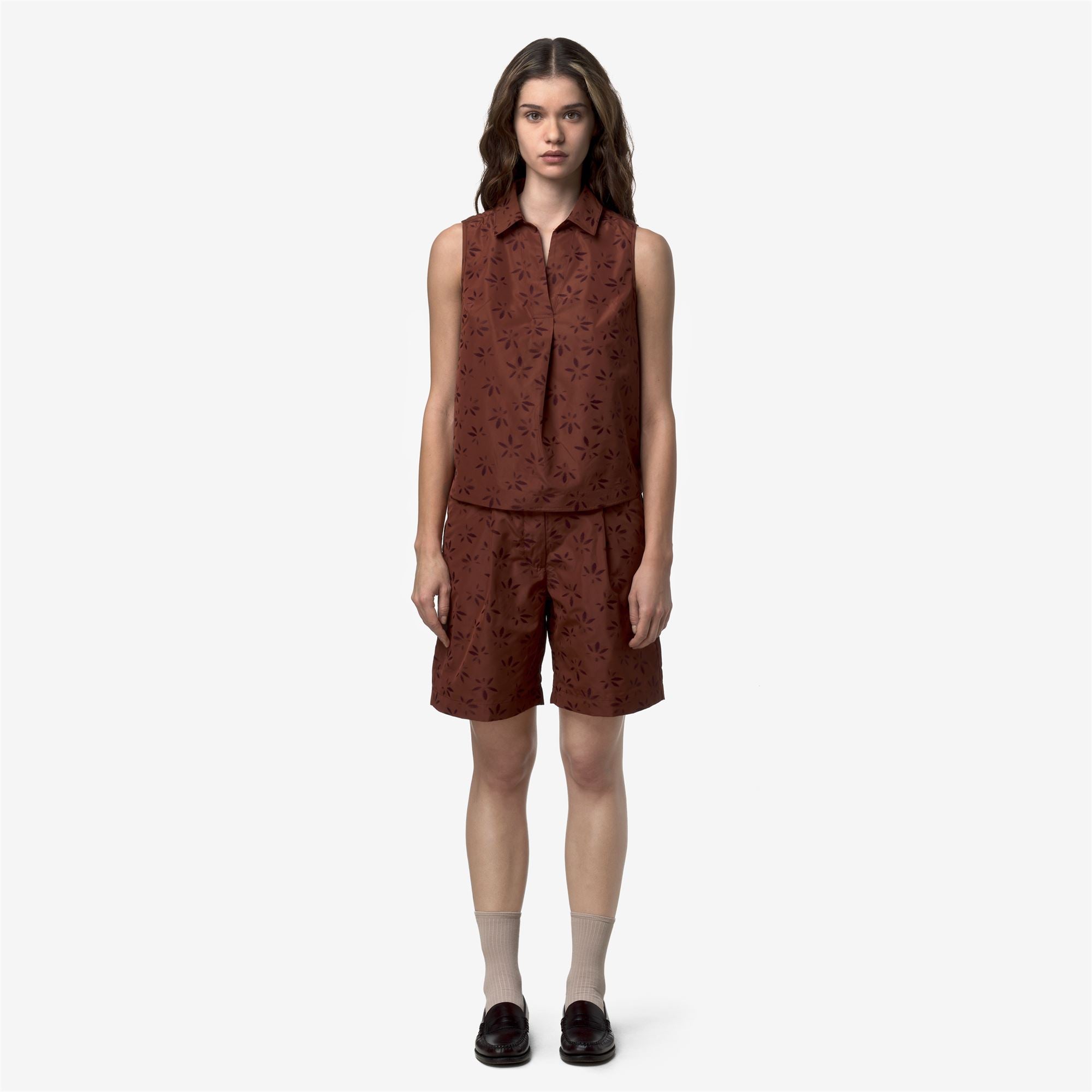 Shirts_Woman_ANTY EMBY JACQUARD_Top_BROWN - VIOLET JACQUARD - Brown Reddish - Violet Burnished - Commercial 4