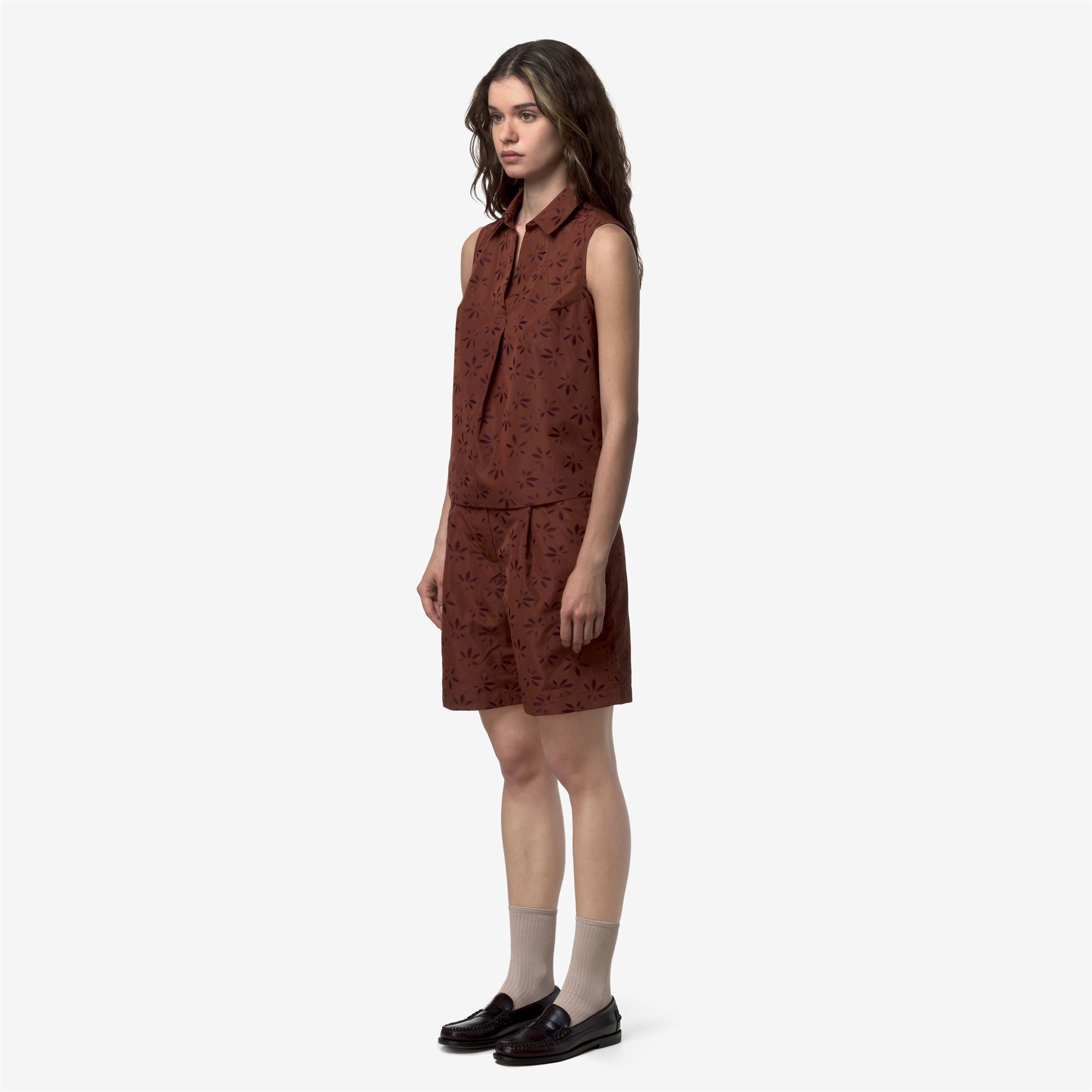Shirts_Woman_ANTY EMBY JACQUARD_Top_BROWN - VIOLET JACQUARD - Brown Reddish - Violet Burnished - Commercial 5