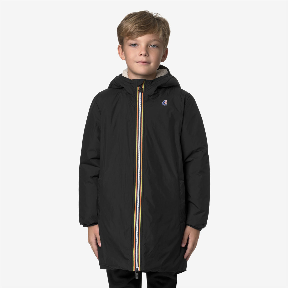Jackets_KID UNISEX_P. LE VRAI 4.0 EIFFEL ORSETTO_3/4 Length_Black Pure - Commercial 1