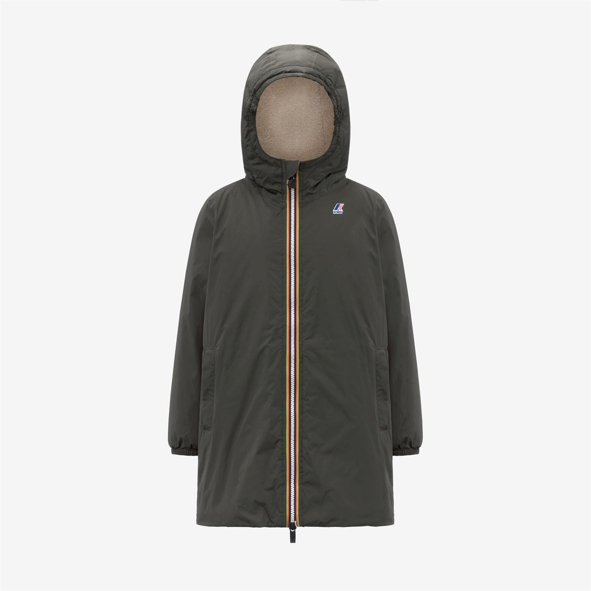 Jackets_KID UNISEX_P. LE VRAI 4.0 EIFFEL ORSETTO_3/4 Length_GREEN BLACKISH - Commercial 1