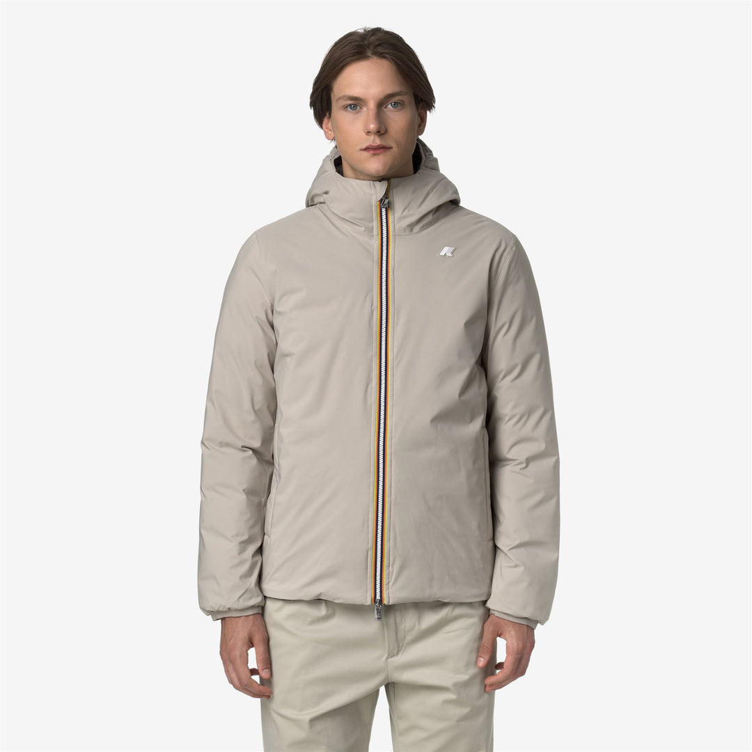 Jackets_MAN_JACK ST THERMO DOUBLE_Short_Beige Cashmere - Black Olive - DressedBack