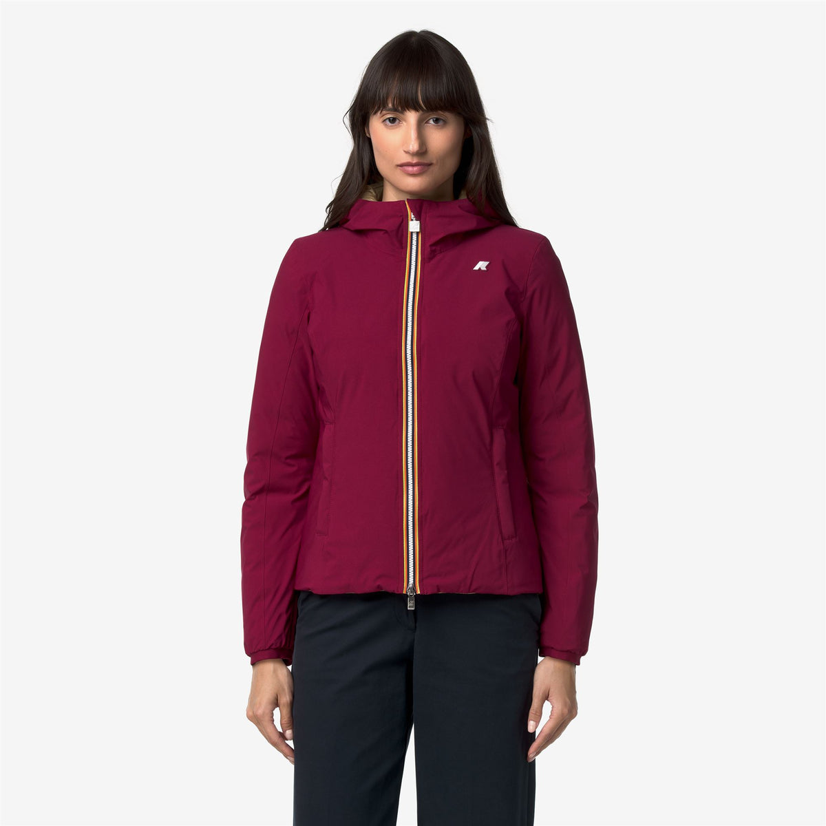 Jackets_Woman_LILY ST THERMO DOUBLE_Short_Red Dk - Beige Khaki - Commercial 4