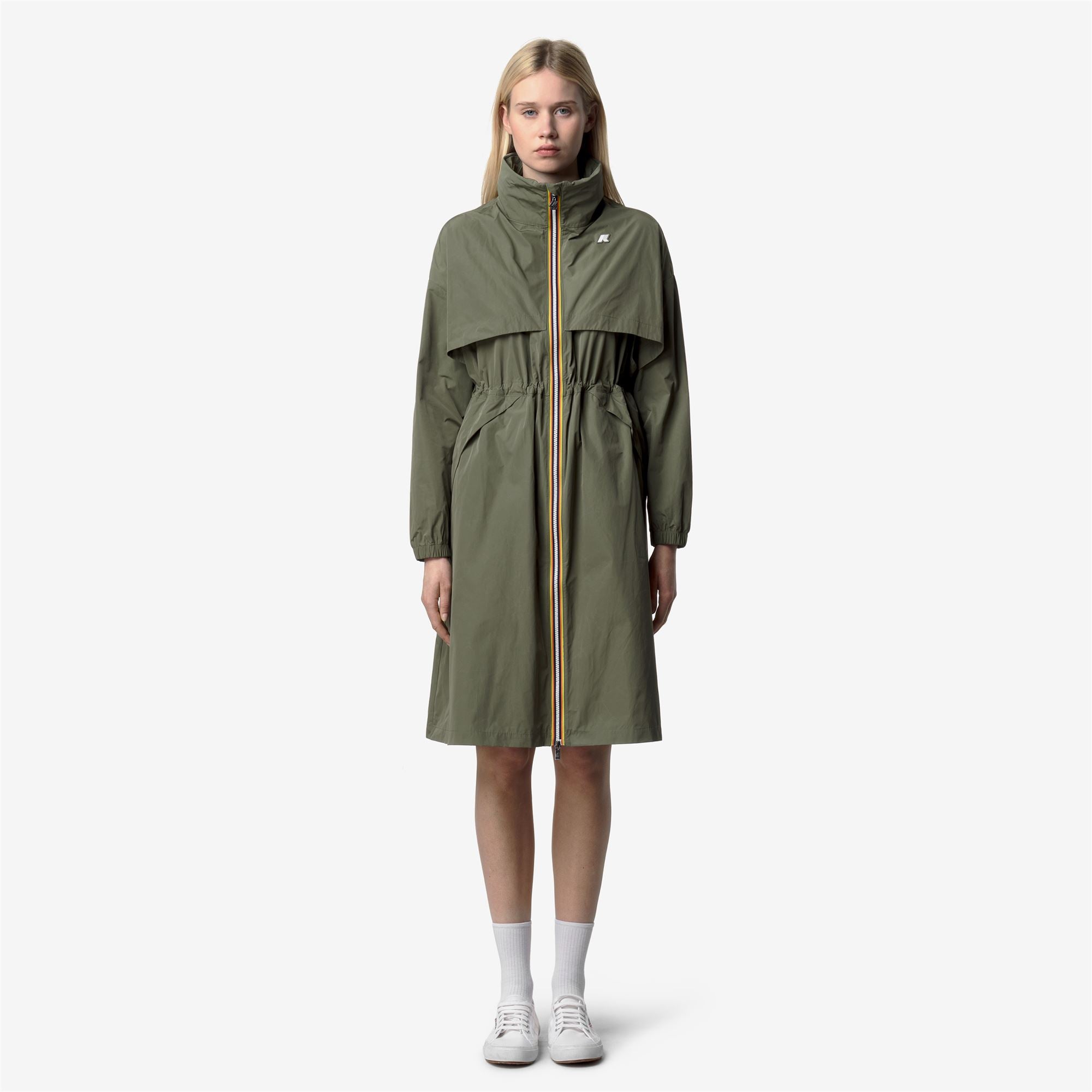 Jackets_WOMAN_AUBE MEMORY TOUCH_Long_Green Lichen - Commercial 4