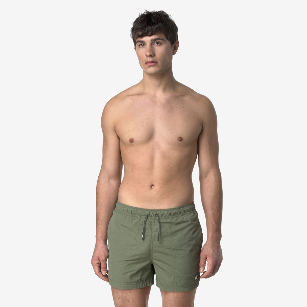 Bathing Suits_MAN_HAZEL BEACH_Swimming Trunks_Green Lichen - Commercial 4
