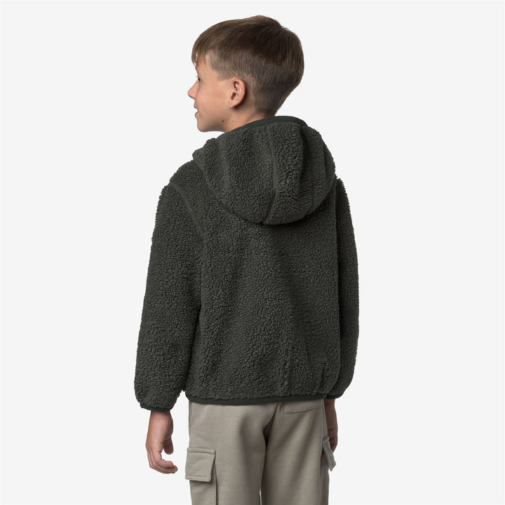 P. JACK SHERPA POLAR REVERSIBLE - Fleece - Hoodie Full Zip - BOY - GREEN BLACKISH-Blue Airforce