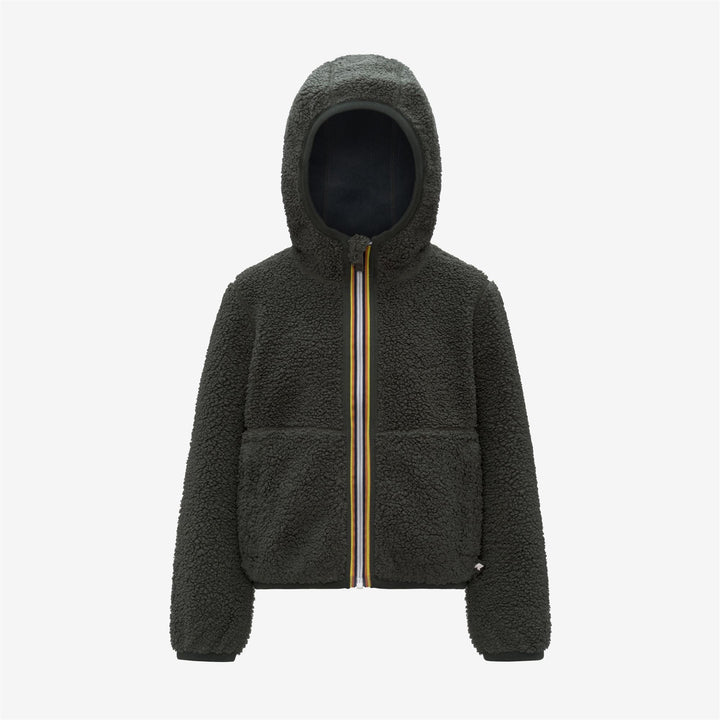 P. JACK SHERPA POLAR REVERSIBLE - Fleece - Hoodie Full Zip - BOY - GREEN BLACKISH-Blue Airforce