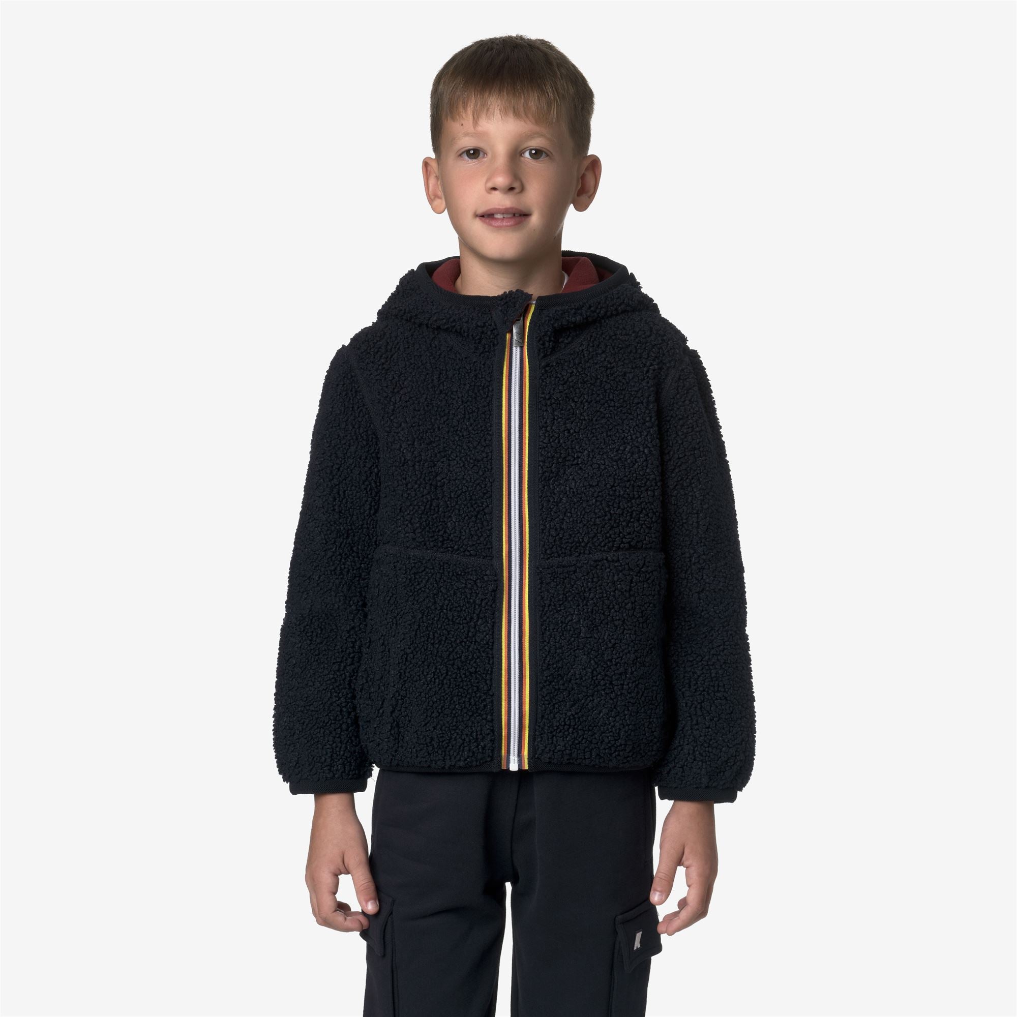 Fleece_BOY_P. JACK SHERPA POLAR DOUBLE_Hoodie Full Zip_Blue Depth - Red Syrah - Commercial 4