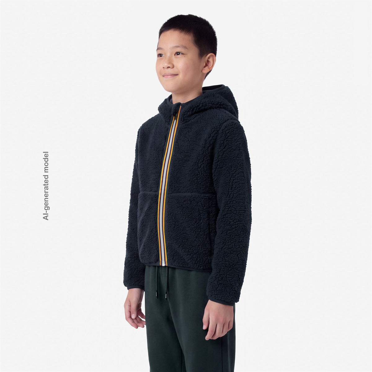 Fleece_BOY_P. JACK SHERPA POLAR DOUBLE_Hoodie Full Zip_Blue Depth - Blue Wild - Commercial 5