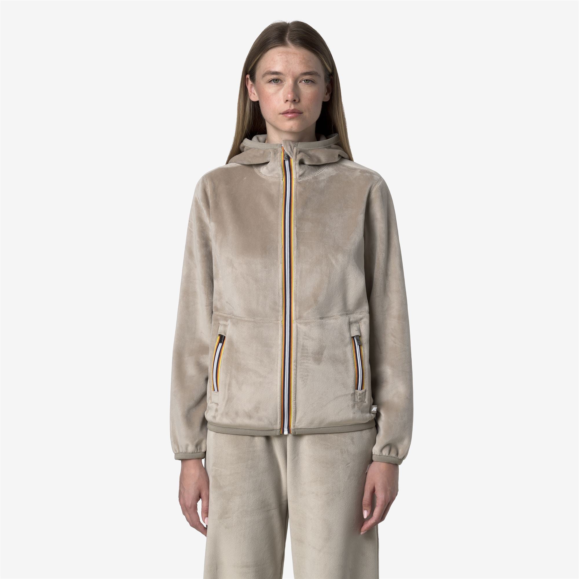 Fleece_WOMAN_LILY VELOUR POLAR DOUBLE_Jacket_Beige Cashmere-Beige Cashmere - Commercial 4