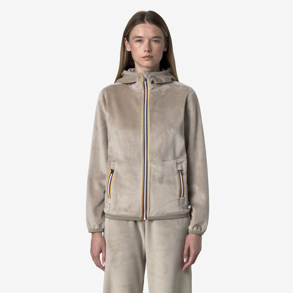 Fleece_WOMAN_LILY VELOUR POLAR DOUBLE_Jacket_Beige Cashmere-Beige Cashmere - Commercial 3