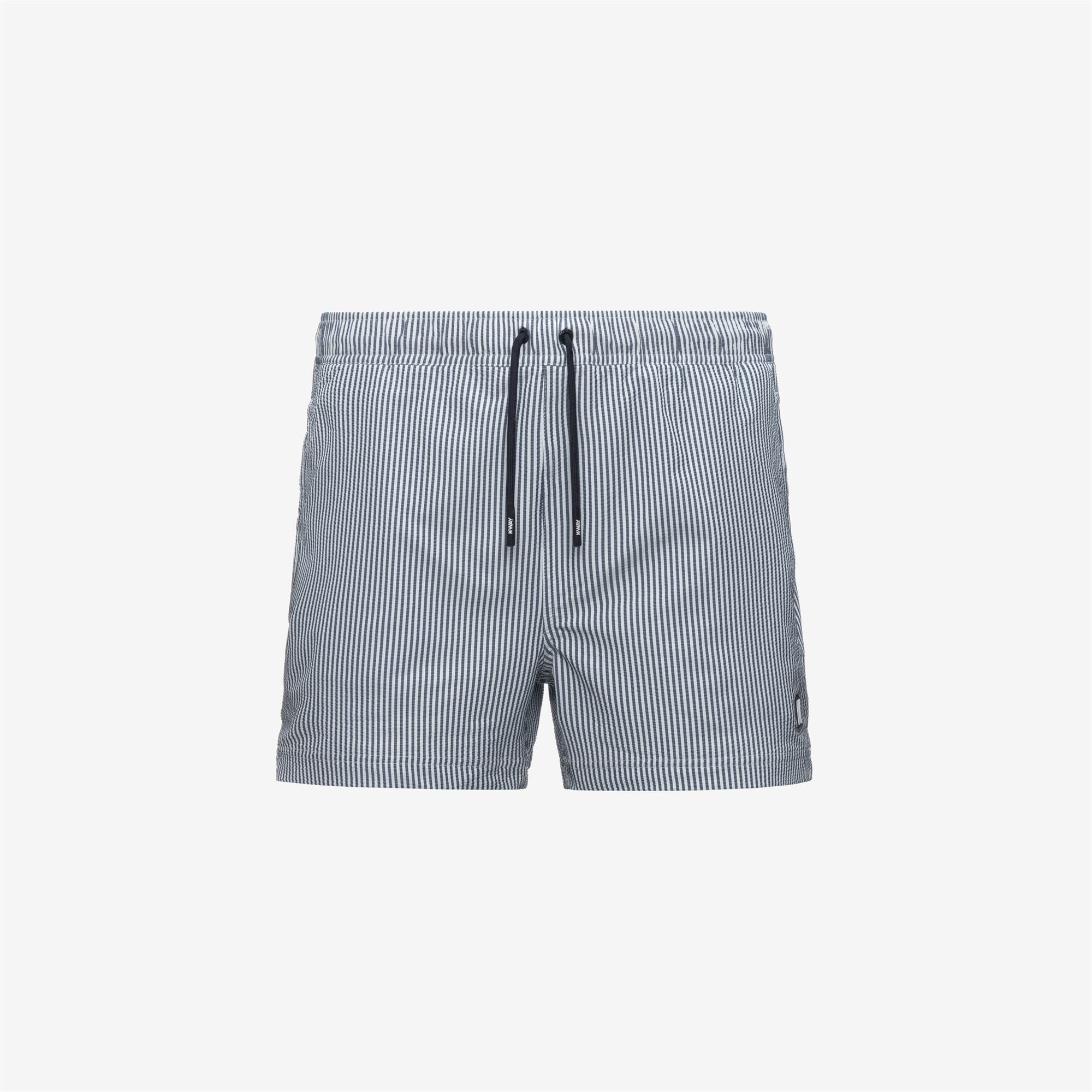 Bathing Suits_Man_HAZEL MID STRIPES BEACH_Swimming Trunks_White - Blue Depth - Commercial 1