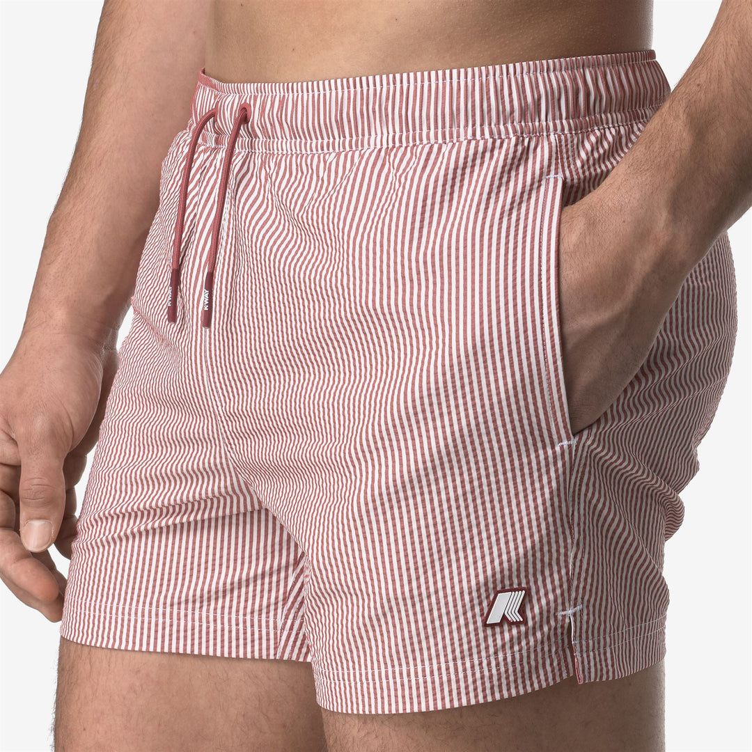 HAZEL MID STRIPES BEACH - Bathing Suits - Swimming Trunks - MAN - WHITE-RED BROWNISH